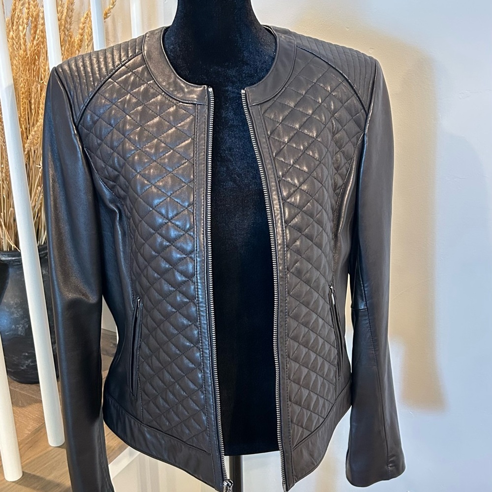 Cole Haan Black Quilted Lambskin Jacket